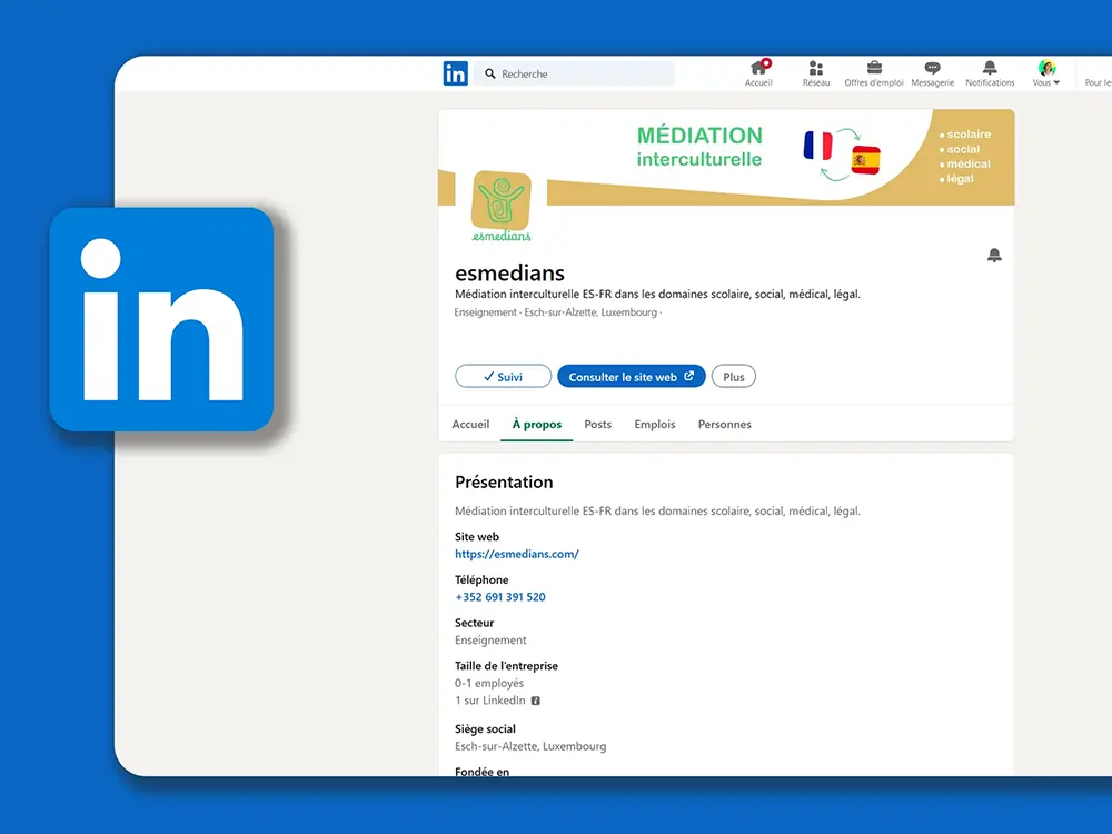 Le studio de communication freelance gère la page Linkedin de Esmedians