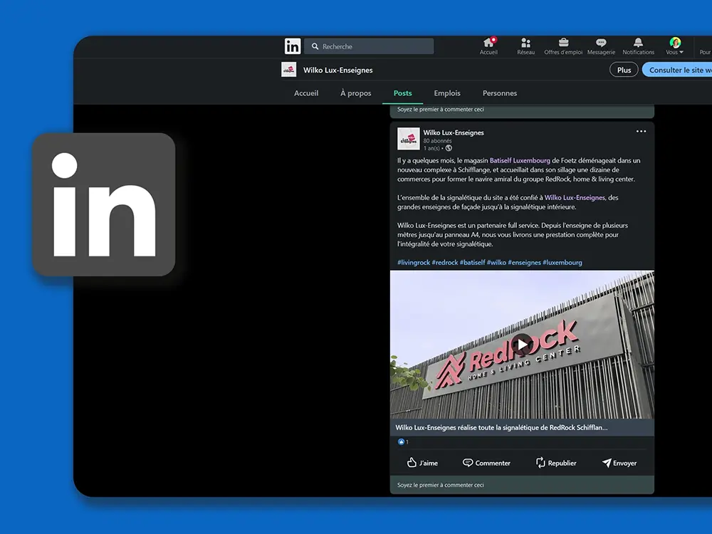 Le studio de communication freelance gère la page Linkedin de Wilko Lux-Enseignes