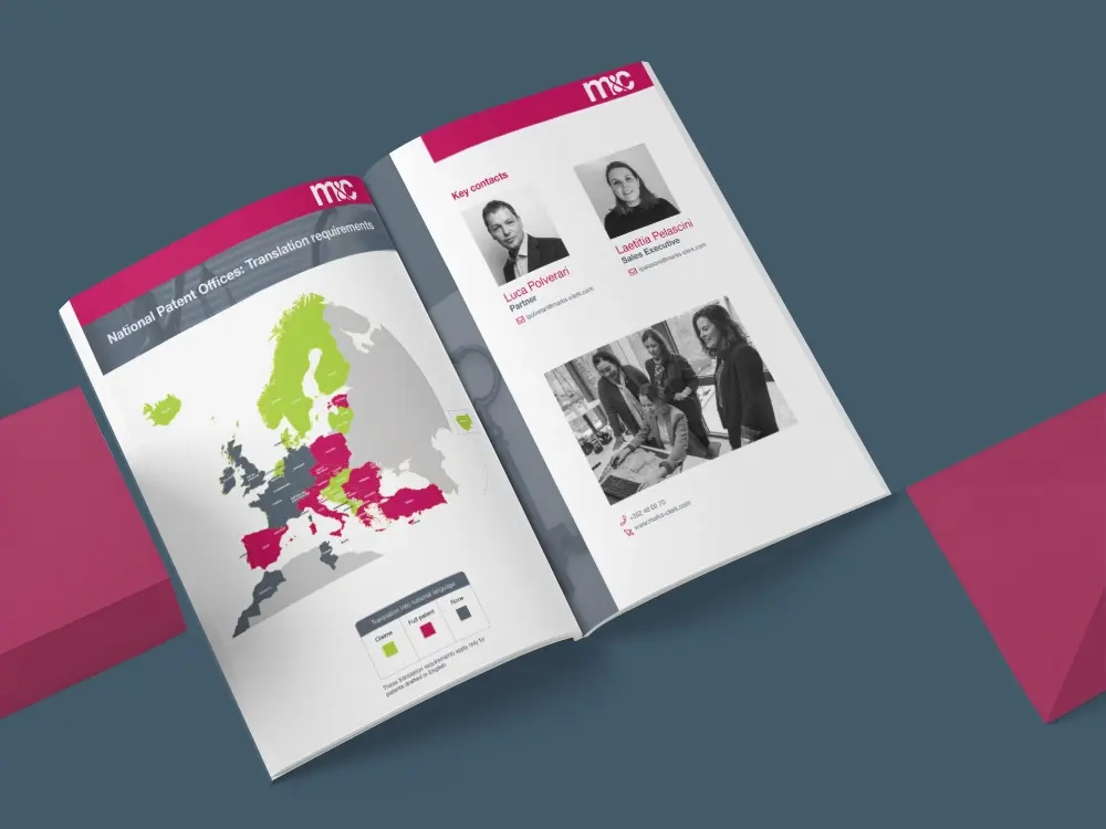 Le studio de communication freelance a imaginé une brochure de présentation pour Marks & Clerk