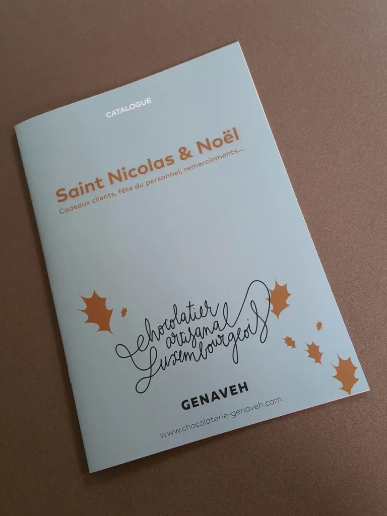 Le studio graphique e-conique conçoit le catalogue print d'une entreprise de chocolaterie